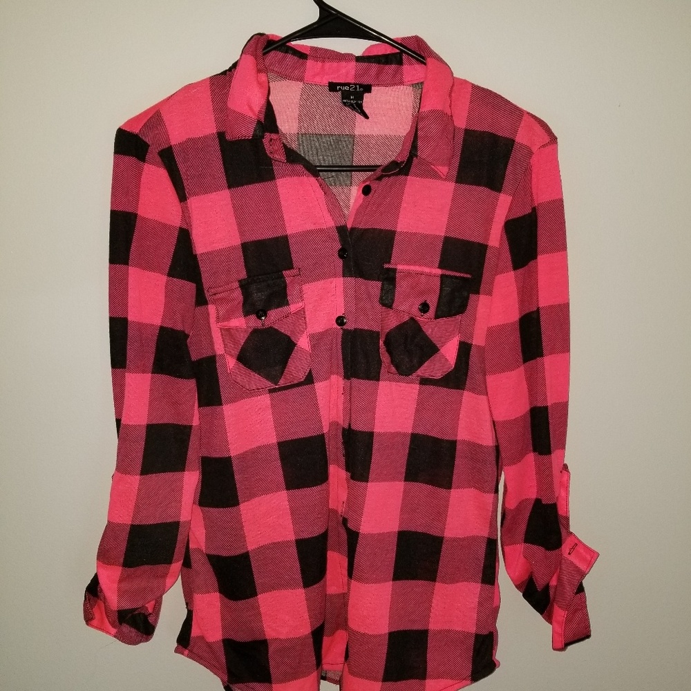 Hot Pink Flannel top